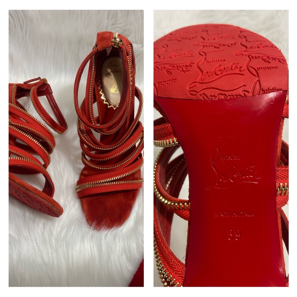 Christian Louboutin 39 Eu. Zip Up Open Toe Dress Sandal Heel